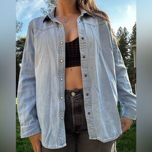 Light Blue Denim Button-Up Shirt
